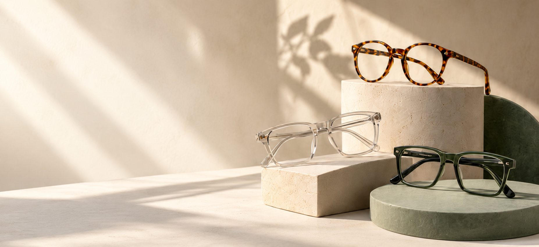 Frames on stone pedestals